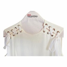 RED VALENTINO White Tiered Long Dress with Shoulder Lace Up Detail Size 38