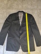 Hugo Boss Black Striped Blazer 42R Made in USA Union Label Small Holes Wool