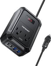 200W Car Power Inverter DC 12V to 110V with PD USB C QC Ports and 2 AC Outlets