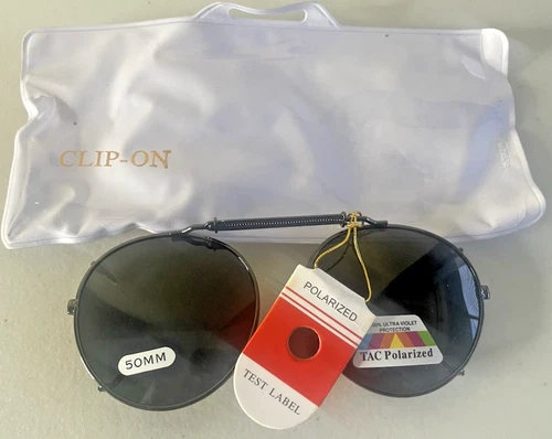 NEW Clip-on Round Shape Sunglasses TAC Polarized 50MM 100% Ultra Violet