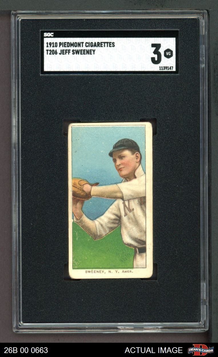 1909 T206 Jeff Sweeney New York Yankees SGC 3 - VG