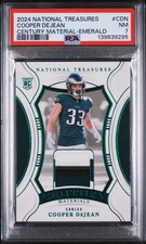Panini 2024 Nat'l Treasures Cooper Dejean Emerald 1/5 PSA 7 Eagles