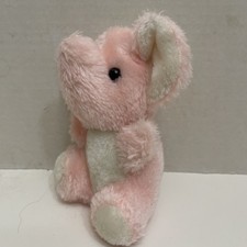 Vintage Russ Baby Elephant Rattle Plush Korea 6  Pink Stuffed Animal