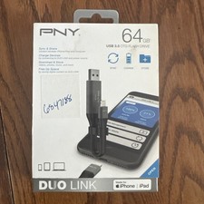 PNY DUO Link 64GB USB 3.0 OTG Flash Drive for iOS Devices & Computers New Sealed