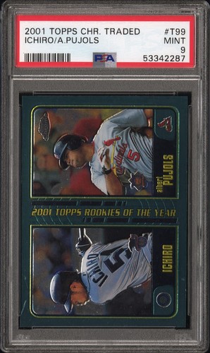 2001 Topps Chrome Traded Ichiro / Albert Pujols RC #T99 PSA 9 Rookie 💎🔥 HOF
