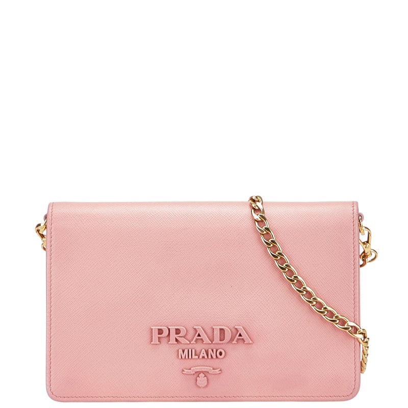 Prada Saffiano Leather Pink Shoulder Bag 1BP006 One Size Women