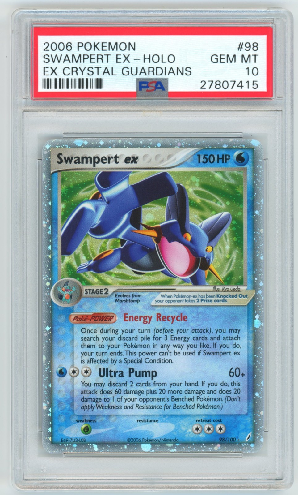 PSA 10 Swampert ex 98/100 EX Crystal Guardians Pokemon 2006