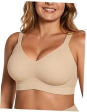 Womens Wireless Seamless Bras Full Coverage Supportive Lounge Bra Large Nude