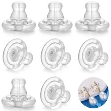 Earring Backs,18K Gold Silicone Backs Replacements White gold-8pcs