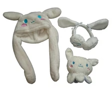 Cinnamoroll 3D Plush Earmuffs Anime Ear Moving Jumping Hat Fluffy Beanie Cap
