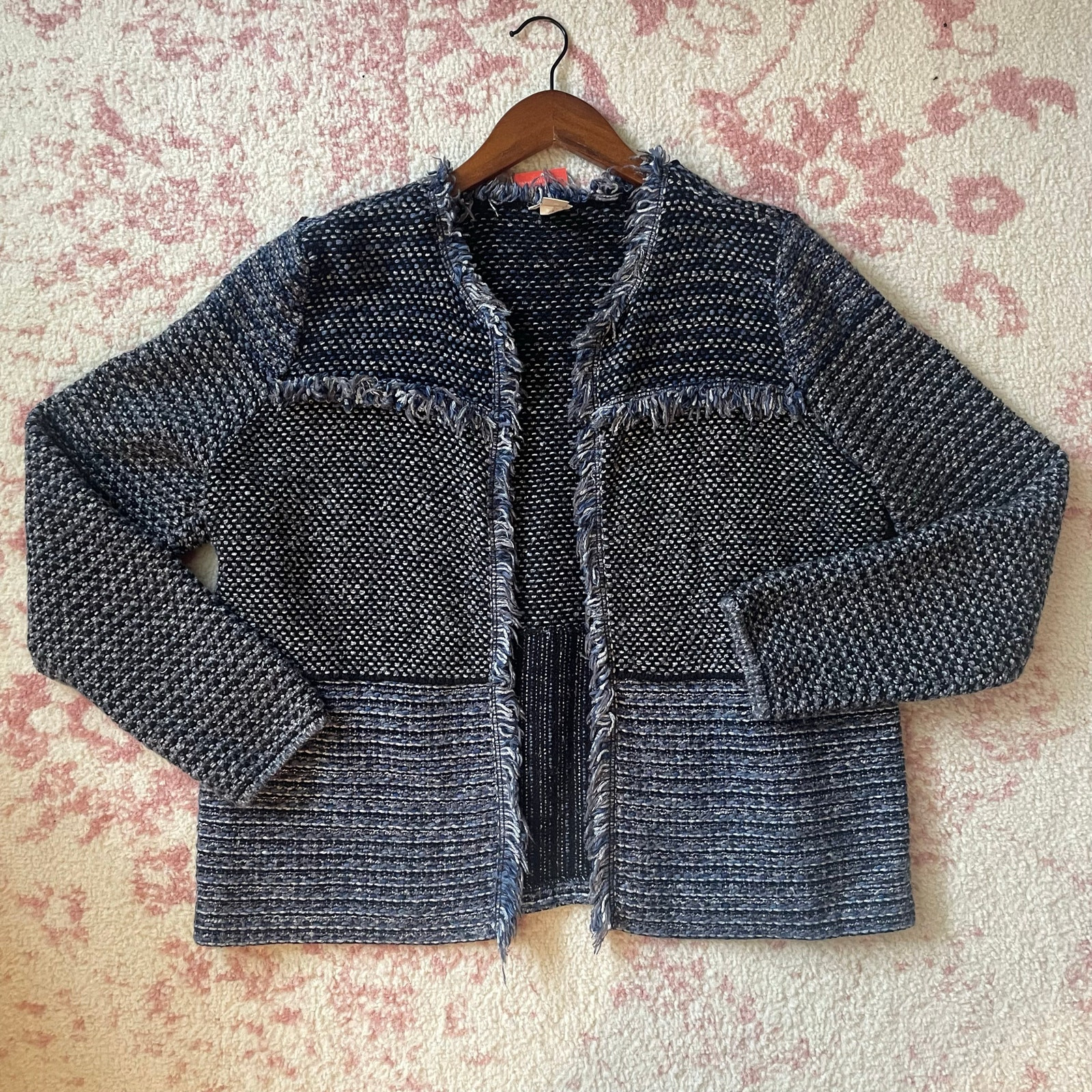2000s Boho Chic Blue Distressed Patchwork Jacket - image 1