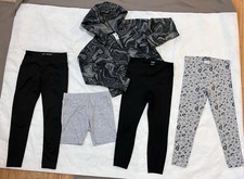 5-piece - set leggings and hoodie - 2 leggings, 1 short for girls, size S (6/6x)