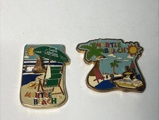 2 Myrtle Beach SC Collectors Vintage Metal Magnets Rare- Boats slide