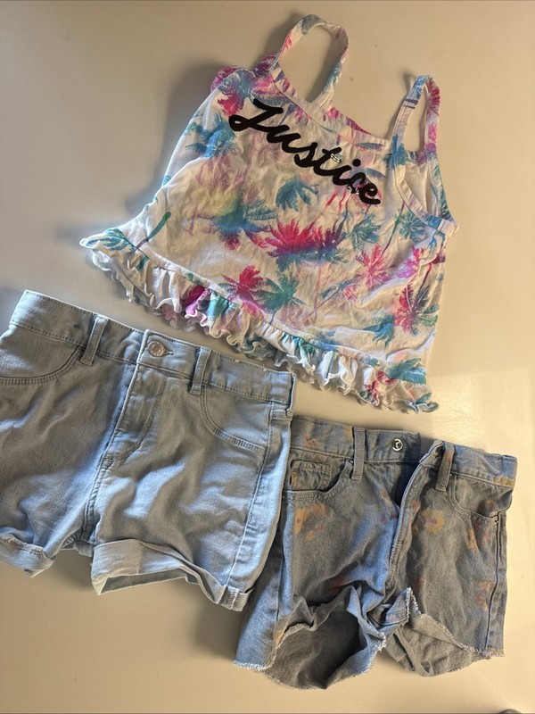 Girls’ Jean Shorts & Tank Size 8, Lot of 3, Old Navy, H& M and Justice