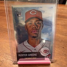 Topps 2022 Chrome Platinum Anniversary Hunter Greene Reds #77 Rookie Card. rookie card picture