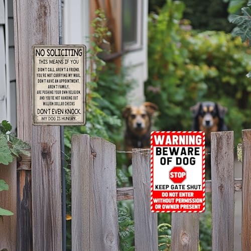 Balgardekor Cartello Divertente In Metallo "Beware Of Dog: The Cat Is Shady As Hell Too" – 30.5x20.3 Cm