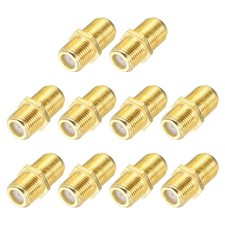 10Pcs RG6 Coaxial Cable Connector 22x10mm F Female to Female Adapter Gold
