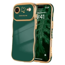  for iPhone Air Case for Women Girls, Cute Wave for iPhone Air 6.5" Dark Green