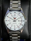 vintage Refurbished seiko 5 automatic White dial stainless steel men's watch