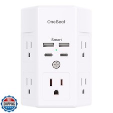 Multi Plug Outlet, Surge Protector, 5 Outlet Extender with 4 USB Charging Por