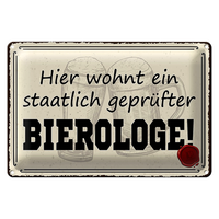 Blechschild Spruch 30X20Cm Bier Hier Wohnt Bierologe