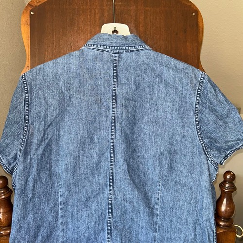 L.L. Bean Denim Jean Short Sleeve Button Down Dress size 18 - Picture 6 of 9