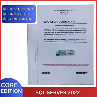 Microsoft SQL Server 2022 Standard   Business Ready License | Genuine COA