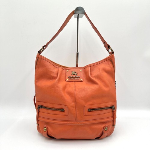 Burberry Blue Label Orange Leather Biker Shoulder Bag Y2K Authentic