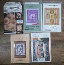 Lot Of 5 VTG Quilt Patterns Quilting Sewing Tea, Coffee Theme Cottagecore