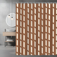 Brown and Cream Striped Shower Curtain, Modern Fabric Design