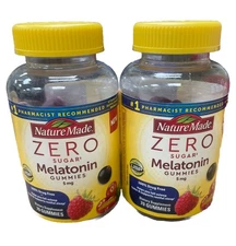 Nature Made Zero Sugar Melatonin 5 MG 70 Gummies Supplement 2 Bottles 04/2026 +