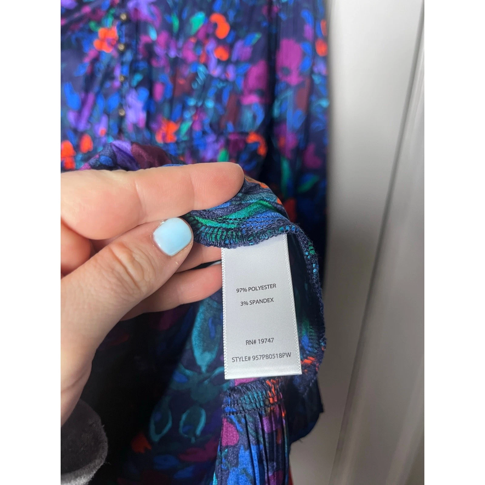 VETEMENTS Mini Abito The Pioneer Donna Blu Manica Lunga Boho Floloreale Balza Taglia S