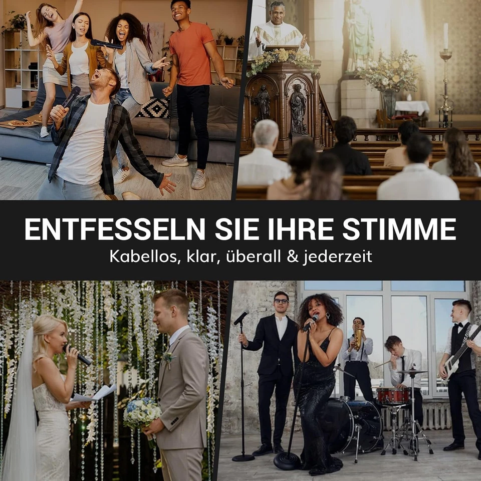 TONOR TW790 Funkmikrofon Set 2 Mikrofone 60m Reichweite UHF Akku Profi Set - Bild 3 von 4