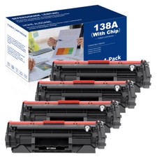 4PK W1380A 138A Toner Cartridge For HP LaserJet Pro 3001dw MFP 3101fdw WITH CHIP