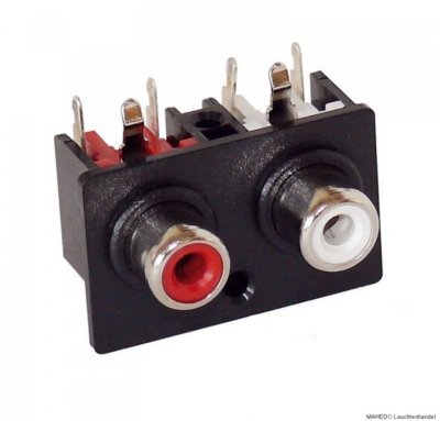 2 fach Cinchbuchse doppel Terminal RCA Cinch Buchse abgewinkelt Print Montage