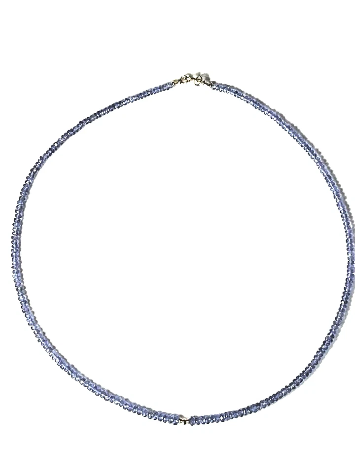 Tansanit Collier,  585 Gelbgold, 45 cm fac. AAA Qualität, ca.48 Karat, 3-5 mm - Bild 4 von 4