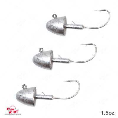 3pcs Fish WOW! 1.5oz Fishing Scampi Bullet Jig Head Unpainted jigheads for Grub