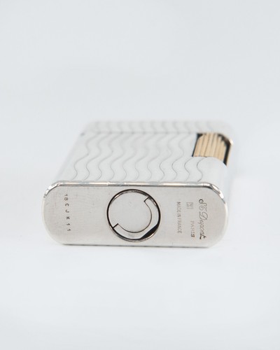 RARE S.T. Dupont Vintage Soubreny Lighter Silver and Gold Plated Waves Authentic - Picture 6 of 6