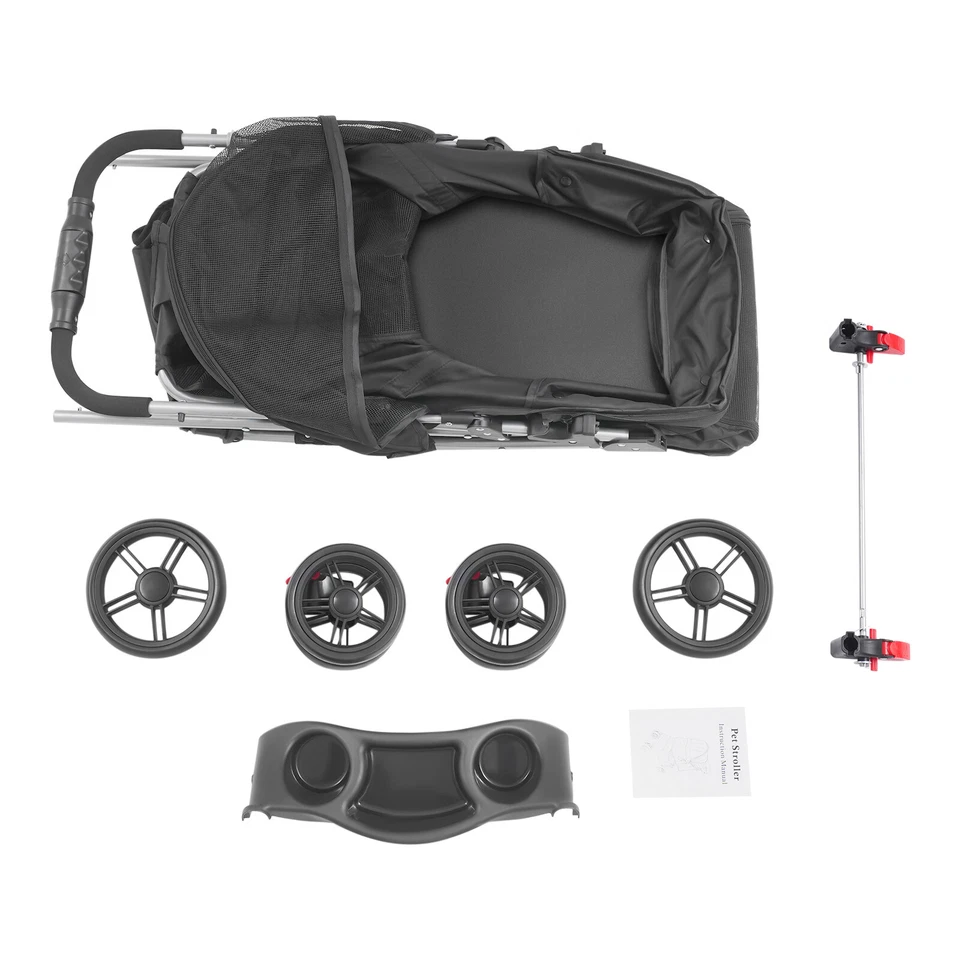 For Small to Medium Dogs Foldable Pet Travel Stroller Dog Stroller Black - Image 4 of 4