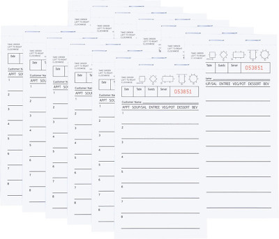 Guest Check Notepads for Servers - 20 Pack, 1000 Orders, White