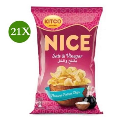 21 Pack X Kitco Nice Natural Potato Chips Salt and Vinegar Flavor (14 Gram)
