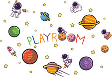 Outer Space Planets Stars  Space Crews Decor Vinyl Home Kids Bedroom Wall Decal