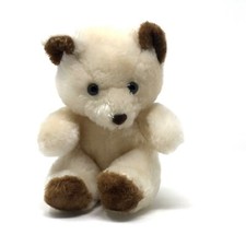 GIOCATTOLI ANIMALI VINTAGE PICCOLO ORSACCHIOTTO MARRONE CREMA PELUCHE ANIMALE CIRCA 1986