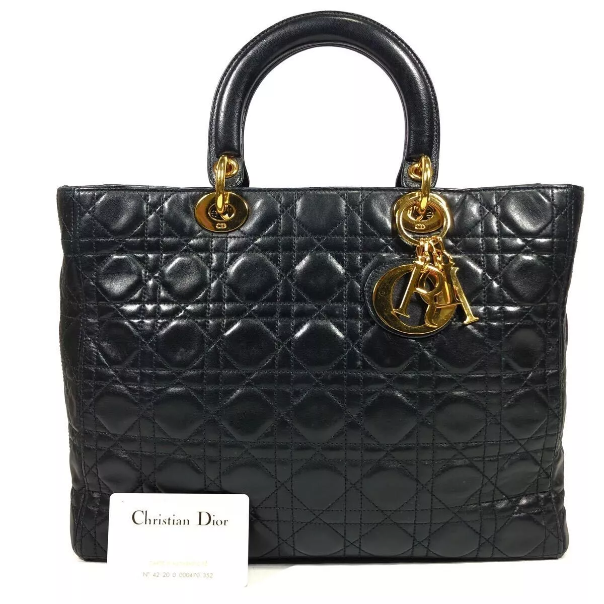 Sac à main CHRISTIAN DIOR Lady Dior cannage cuir noir