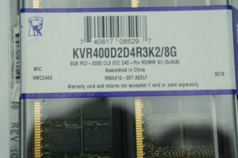Kingston 8gb PC2 - 3200 CL3 ECC 240 (2x4gb) (740617085297) (KVR400D2D4R3K2/8G) - Image 2 of 3