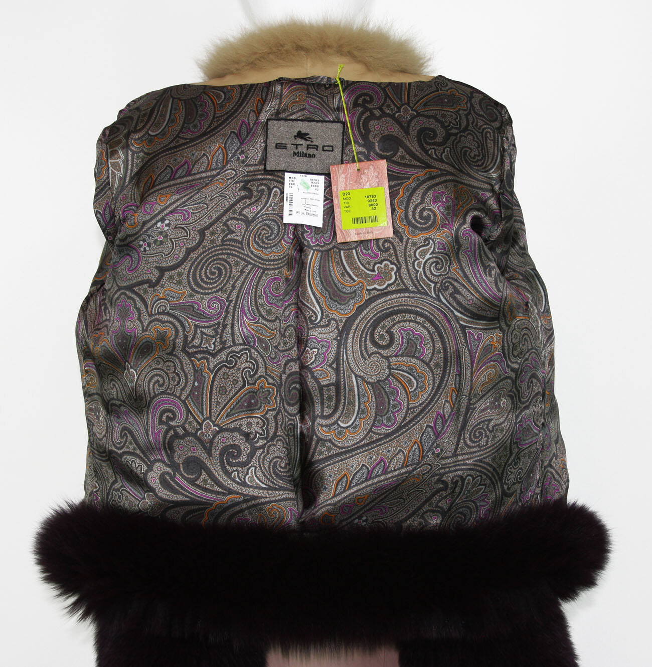 New ETRO $12560 100percent FOX Multi Color Fur Jacket It 42 - US 6 image 8