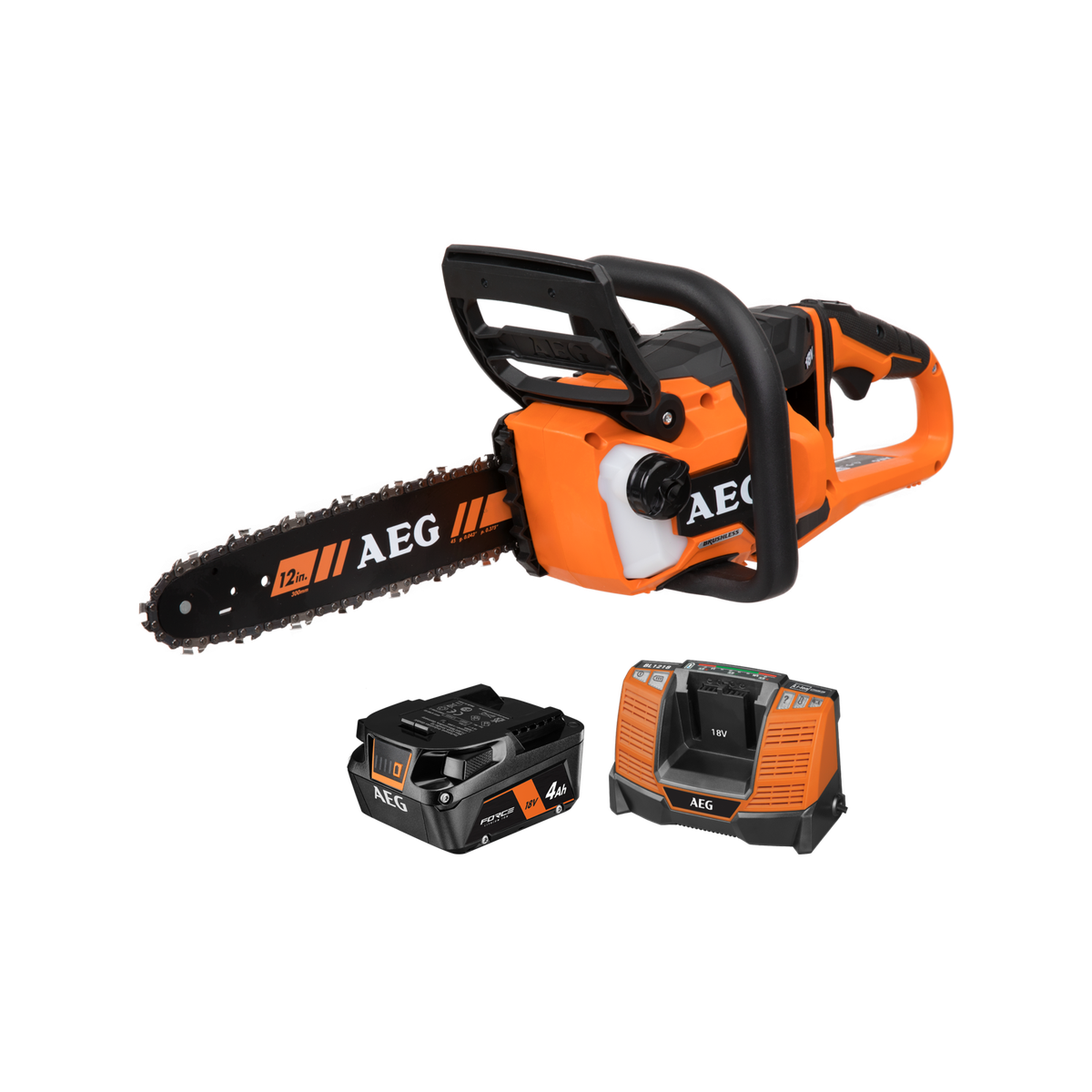 AEG 18V 12” Brushless Chainsaw Force Kit Outdoor Power