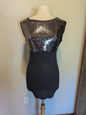 Twenty One Charcoal Sequin Bodycon Dress Size Medium Romantic Grunge