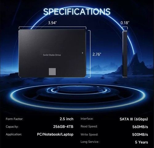 4TB SSD 2.5'' SATA III Internal Solid State Drive PC/MAC 560MB/s Lot - Picture 4 of 10