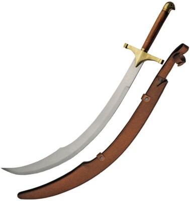 Scimitar/Belly Dancing Sword 27'' Stainless Steel Blade Brown Wood Handle 1148